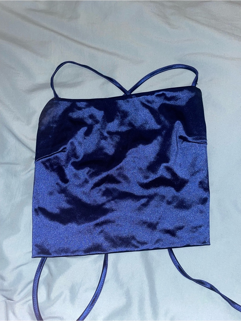 SHEIN Navy Satin Strappy Cami Top